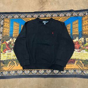 Black polo Ralph Lauren sweatshirt size XL Red Pony Embroidered Vintage casual
